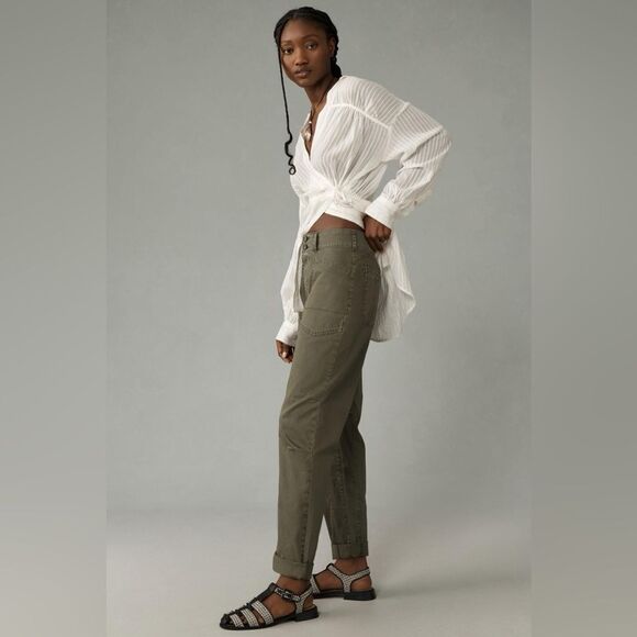 The Wanderer Mid-Rise Relaxed-Leg Pants by Pilcro Size 16W moss - Picture 1 of 4